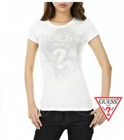 tee shirt mujer guess short sleeve genereux cotton 2013 france sm washed white